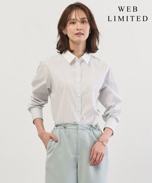  【WEB限定カラーあり・2way】エステネージュ TYPEWRITER STRIPE シャツ