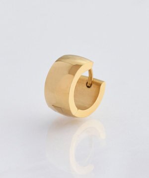  【金属アレルギー対応】ワンタッチワイドフープミニピアス(片耳)/サージカルステンレス ゴールド