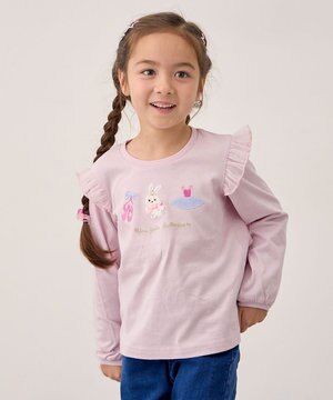  おけいこモチーフ刺繍入り 長袖Tシャツ