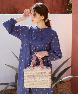 フリルハンドルメイズリボンカゴバッグ