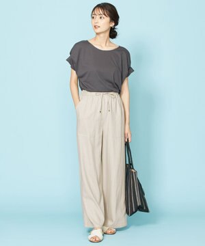 【UVケア】清涼リネン ワイドパンツ