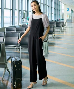 【一部店舗限定/吸水速乾/UVカット/接触冷感/洗える】ストレッチジョーゼット オールインワン