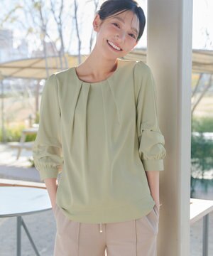 つまみタック袖レイヤードブラウス