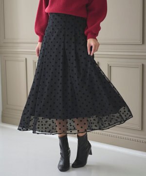 フロッキーチェック・ドット スカート