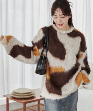  【ユニセックス着用ITEM】マーブルシャギーニットプルオーバー