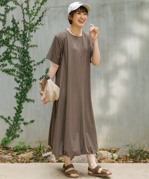  【洗濯機可/撥水】バルーンシルエットワンピース