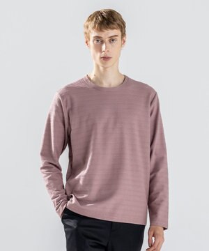  【新色追加】メランジリップル　クルーネックカットソー