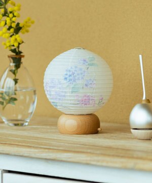  【あかり道】〈手書絵付〉アジサイ ちょうちん ライト