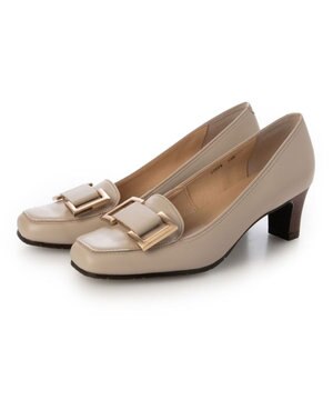  <ing>スクエアバックルローファーパンプス