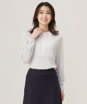  ウォッシャブルウール タック ドットレース カットソー