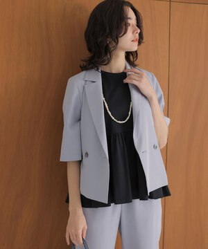  スムースクロス 6分袖ジャケット