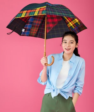 【限定/日本製】晴雨兼用傘(長ショート)チェック CHK SR282 sunshield