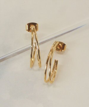  【金属アレルギー対応】ダブルラインカーブピアス