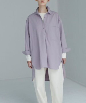  【UNISEX】COTTON PAPER WASHED ポプリンロングシャツ