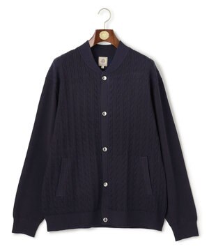  【KING SIZE】【ストレッチ / イージーケア】【FLEX YARN】ケーブルニット ブルゾンライク カーディガン