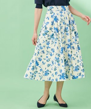 【洗える】ブーケフルールプリント スカート