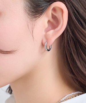  【金属アレルギー対応】スターリービジューワンタッチフープピアス　シルバー/サージカルステンレス