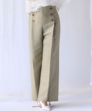  【GOLD LABEL】ウールダブルクロス フロントボタン ワイドパンツ