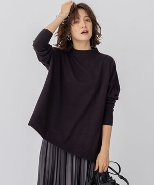  【洗える】セミウーステッドウール モックネック ニット