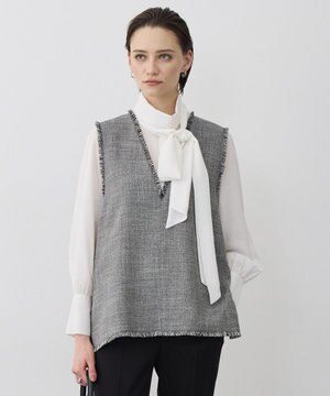  ライトスラブツイード Vネックジレ