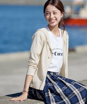  【小倉優子さん着用】【洗える】サマーニットショートパーカー
