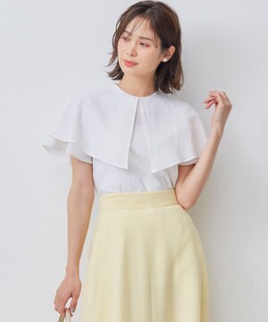  サッカーストレッチ 襟付きブラウス