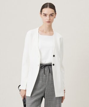  【洗える】シンセティックミラノリブ ニットジャケット