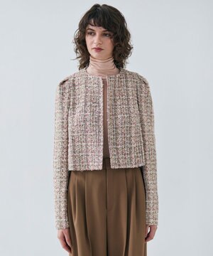  TEASEL / ノーカラーツイードショートジャケット