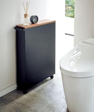  ハンドル付きスリムトイレラック タワー ブラック