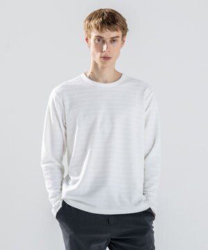  【新色追加】メランジリップル　クルーネックカットソー