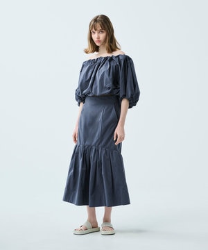 【撥水】【uncrave WHITE】メモリータフタ フレアスカート