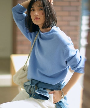 【素敵なあの人掲載】ウールカシミヤブレンドバルキー モックネック ニット