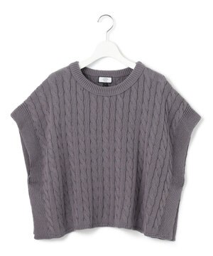  【WOMEN】コットンニット ケーブルポンチョ