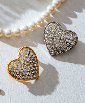  【人気につき再販決定！】ハートストーンブローチ