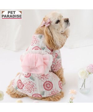 ペットパラダイス 菊柄 浴衣 桃  中型犬 大型犬