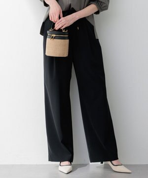  【洗える】2WAYストレッチツイル ワイドパンツ