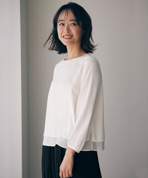  【洗える】レイヤードヘム ブラウス