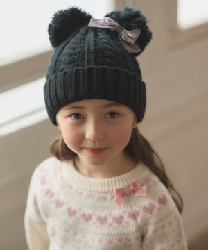  ポンポン付き ニット キャップ