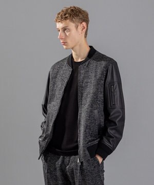  【LEON 掲載】ブライトヘザージャージー レザーブロッキングブルゾン