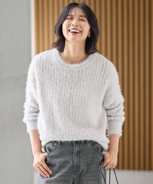  【洗濯機可】フェザーメッシュニット