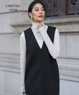  【WEB限定】 コットンレーシージャガード ハイネックカットソー