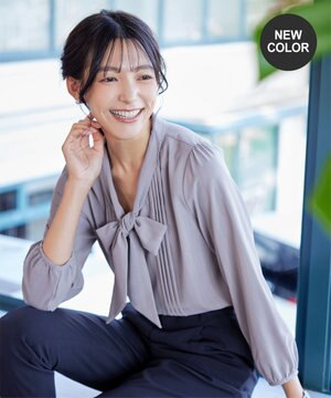  【新色追加・洗える】リボンタイブラウス