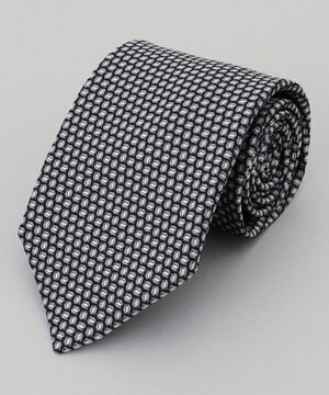  【日本製】西陣ネクタイ_ブラック×シルバー系