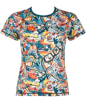  【WOMEN】 CW-X 【CHUMS (チャムス)コラボ】 レディーストップス 薄軽ランニングシャツ 吸汗速乾(本体) UVカット率90％以上(本体) 3分袖 半袖 レディース LNY510 /ワコール