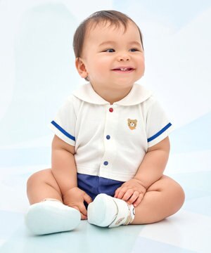  【70-80cm】くま耳 セーラーカラー ショートオール