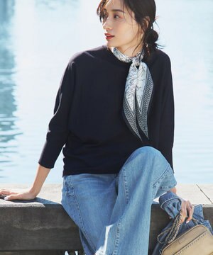  【洗える】コンフォートストレッチ ドルマンスリーブ ニット