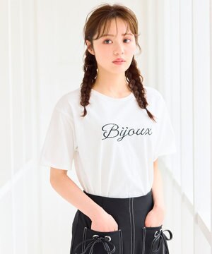  【洗える】Bijou刺繍Tシャツ