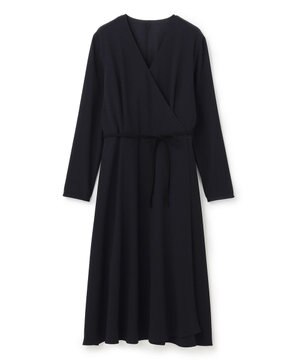  【洗える】SENTIER / バックサテンカシュクールワンピース