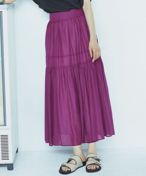 【レングスを選べる！】コットンシルクローン ティアードスカート（KK36)