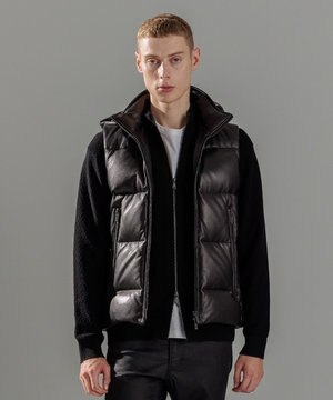  ライトゴートシュリンクレザー　ダウンベスト